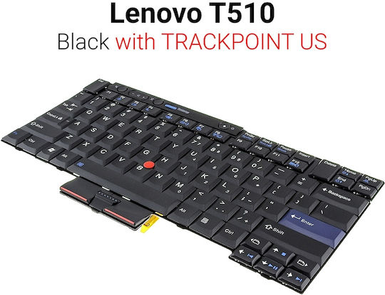 Πληκτρολόγιο Laptop για T400S/T410/T510 χωρίς Πλαίσιο και Διάταξη Αγγλικά (US) σε Μαύρο χρώμα KEY-079