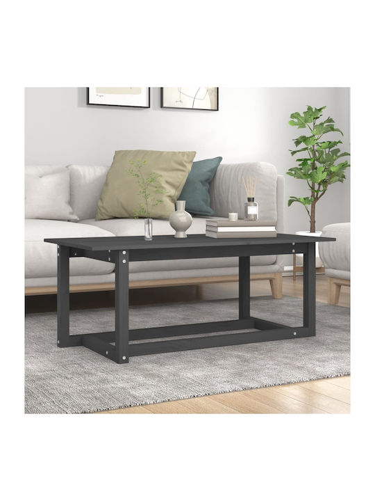 Rectangular Coffee Table from Solid Wood Grey L110xW55xH45cm.