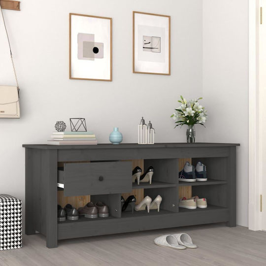 Schuhschrank aus Massivholz mit 5 Regalen Grey L110xW38xH45.5cm