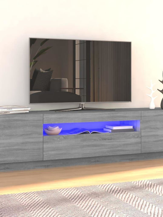 vidaXL TV-Ständer mit LED-Beleuchtung Grau M160xT35xH40cm