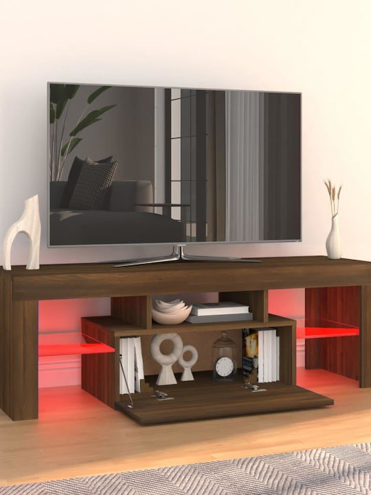 Particle Board TV Furniture with LED Lighting Καφέ Δρυς L120xW35xH40cm