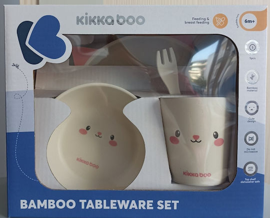 Kikka Boo Feeding Set Bear With Me made of Bamboo Green 5pcs