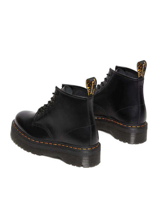 101 Quad Leather Women's Ankle Boots with Medium Heel Black
