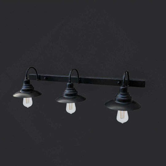 Vintage Lamp Wall with Socket E27 Black