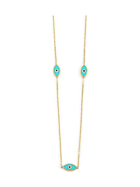 George Art Jewels Lucky Charm Necklace Made of 14K Gold Turquoise