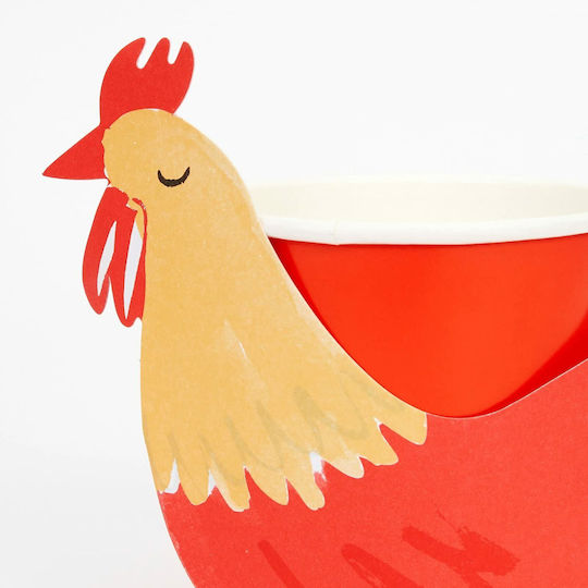 Meri Meri On the Farm Rooster Ποτήρι για Party 8τμχ