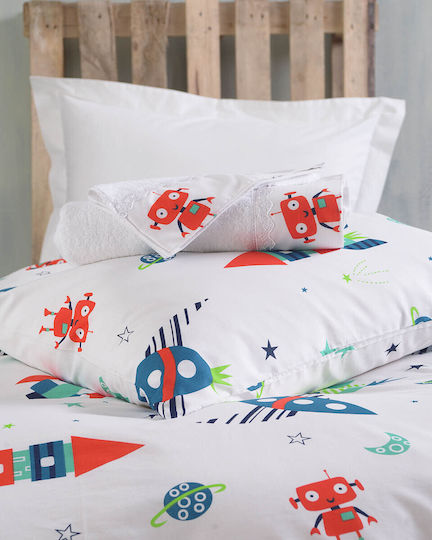 Rythmos Seturi de cearșafuri Single Potrivit Bumbac Astronio Alb 105x205cm 3buc