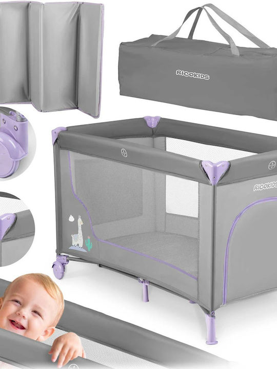 Ricokids RK-240 Playpen with Mattress Grey-Lavender 125x65cm