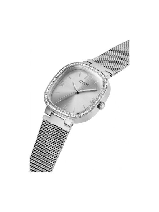 Guess Γυναικείο Ρολόι 32mm Μπαταρίας με Ασημί Μεταλλικό Μπρασελέ