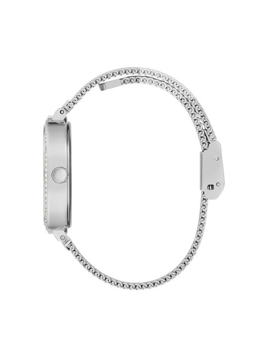 Guess Γυναικείο Ρολόι 32mm Μπαταρίας με Ασημί Μεταλλικό Μπρασελέ