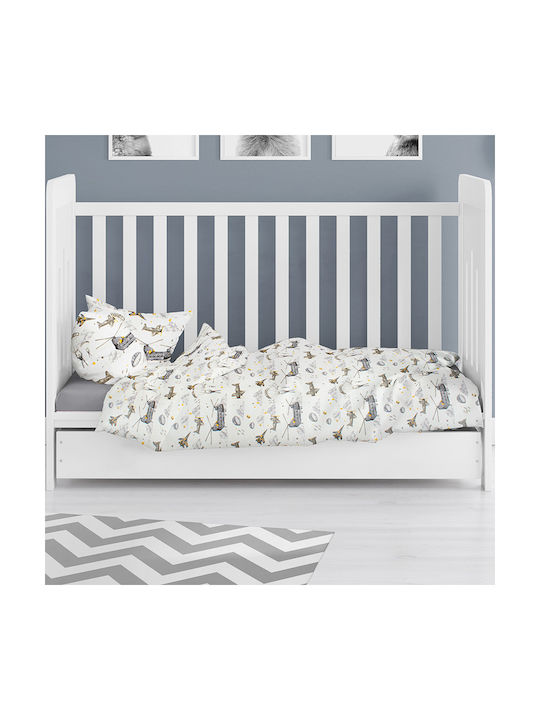 Dimcol Airforce Baby Bettlaken Für Wiege Baumwolle 195 White-Grey 80x110cm 31112020010