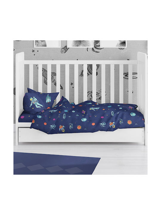 Dimcol Space Baby Bettlaken Für Wiege Baumwolle 189 Blue 80x110cm 31112020005