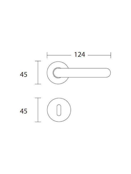 Rosetta Knob C605 Negru 124mm x 45mm Pereche pentru ușa din mijloc