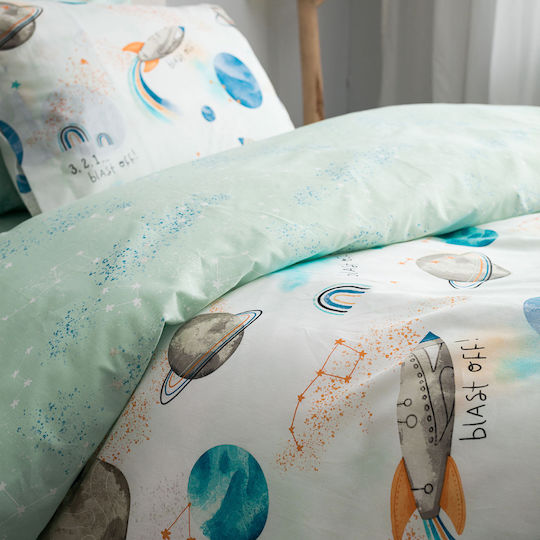 Vesta Home Space Set Kids Duvet Cover Single with Pillowcase Cotton Multicolored 170x240cm