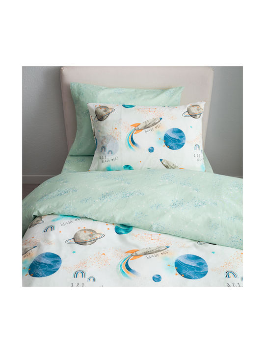 Vesta Home Space Σετ Παιδική Παπλωματοθήκη Μονή με Μαξιλαροθήκη Βαμβακερή Πολύχρωμη 170x240εκ.