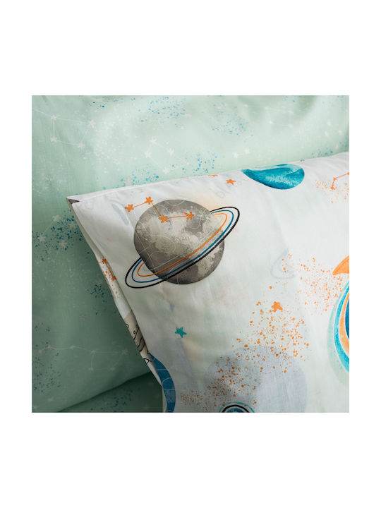 Vesta Home Space Σετ Παιδική Παπλωματοθήκη Μονή με Μαξιλαροθήκη Βαμβακερή Πολύχρωμη 170x240εκ.