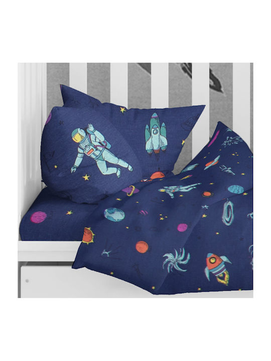 Dimcol Space Baby Cotton Pillowcase Blue 35x45cm