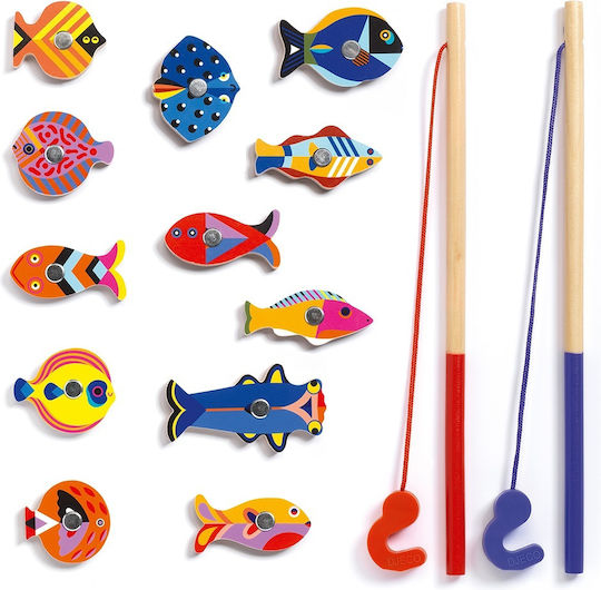 Djeco Wooden Fishing Game Fishing Graphic For 2+ Years (Various Designs) 1pc