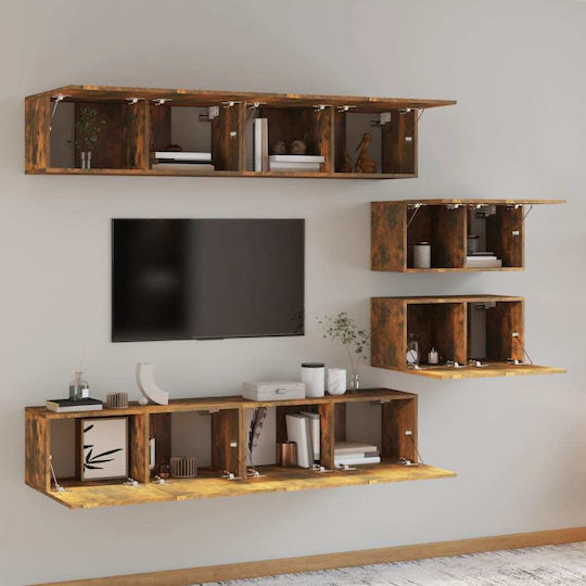 Living Room TV Unit Smoked Oak 6pcs L80xW30xH30cm