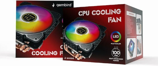 Gembird CPU-HURACAN-ARGB-X140 Processor Cooler for Socket 115x/1200/775/AM5 with ARGB Lighting
