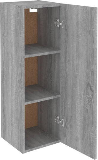 Dulap Suspendat pentru Sufragerie din Placă Aglomerată Gri cu Iluminare LED 30.5x30x90cm