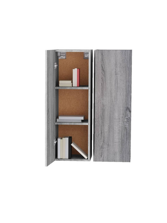 Wall-Mounted Living Room Cabinet with Lighting Grey 30.5x30x90cm