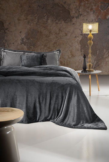 Guy Laroche Velvet Σετ Κουβέρτα Fleece Μονή 160x220εκ. Anthracite