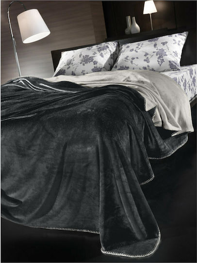 Guy Laroche Velvet Fleece Blanket Set Super Double 220x240cm Anthracite