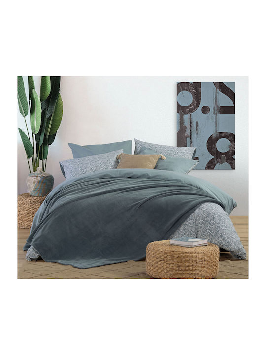 Nef-Nef Homeware Cosy Blanket Fleece Double 220x240cm Dusty Blue
