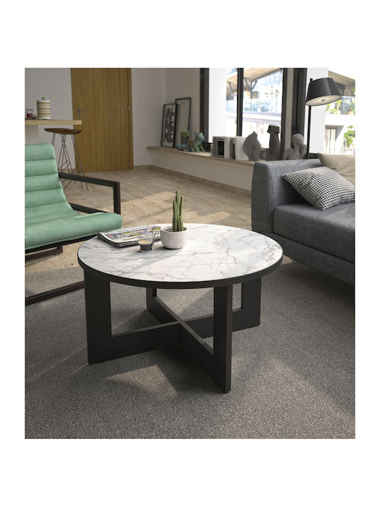 Round Coffee Table Adria Wooden Black L82xW82xH43cm