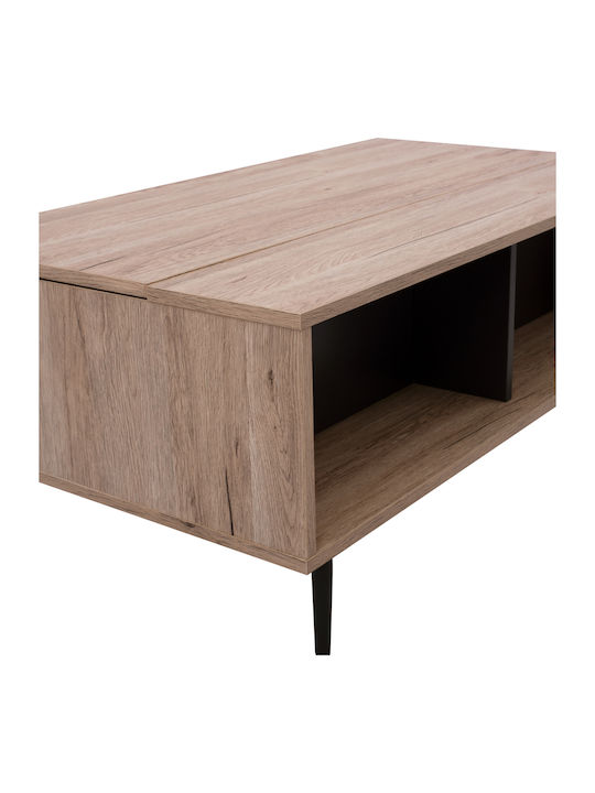 Mese De Cafea Centrală Rectangulară Din Lemn Cu Mecanism De Ridicare Bej L100xL100xÎ39cm