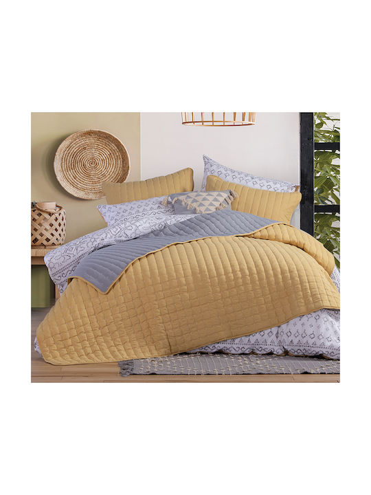 Nef-Nef Homeware Bicolor-22 Pillowcase Set with Envelope Cover Quilted Yellow / Beige 52x72cm. 030169