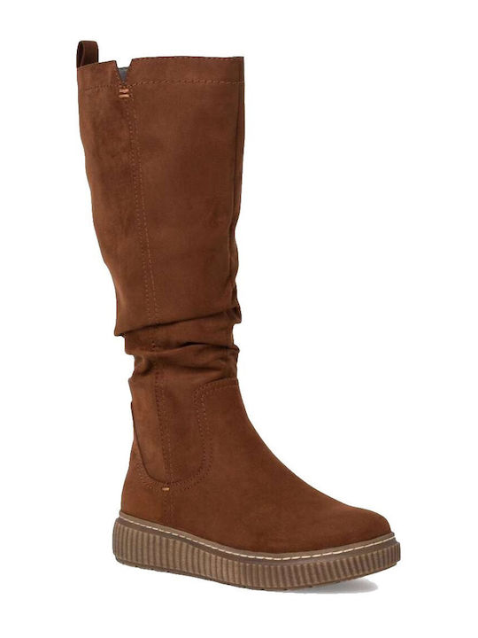 Jana Suede Women's Boots with Zipper Brown