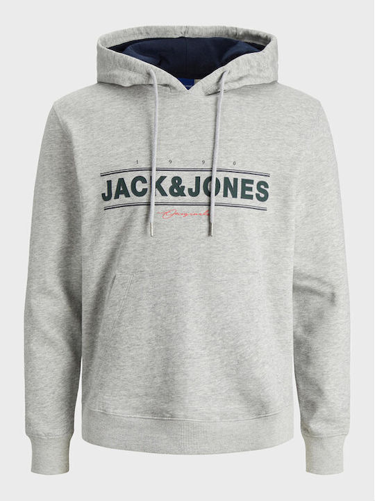 Jack & Jones Men's Sweatshirt with Hood and Pockets Gray