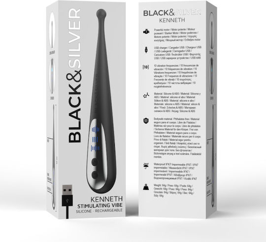 Dream Love Black & Silver Kenneth Clitoral Vibrator Stimulating Vibe 19cm Black