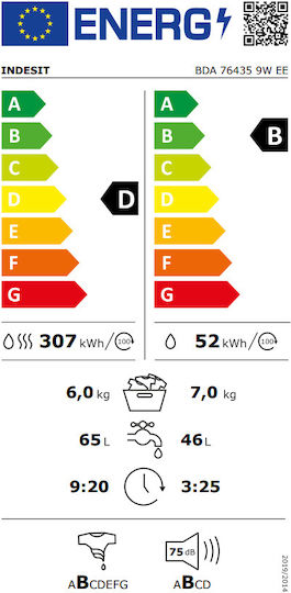 Indesit Πλυντήριο-Στεγνωτήριο Ρούχων 7kg/6kg Ατμού 1400 Στροφές