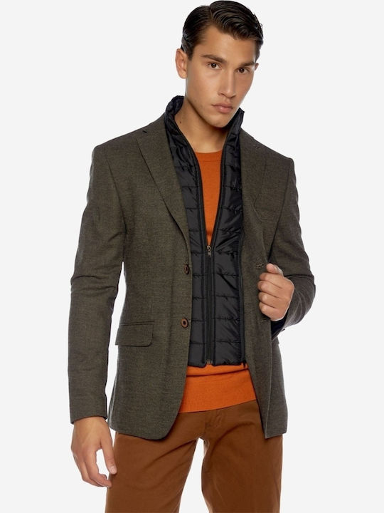 Men's Winter Suit Jacket Regular Fit Brown
