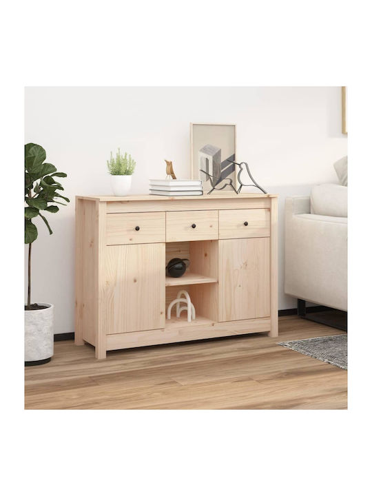 Wooden Buffet with Drawers Natural L100xW35xH74.5cm