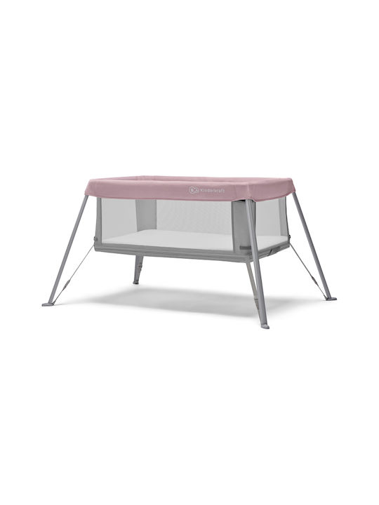 Kinderkraft Movi Παρκοκρέβατο 2 Επιπέδων με Στρώμα Grey-Pink 93.5x55.5cm