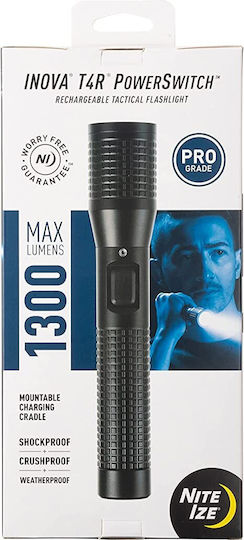 Niteize Rechargeable Flashlight LED IPX4 with Maximum Brightness 1300lm Inova T4R Rech CR123 Black