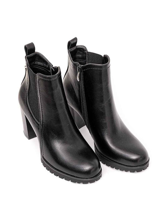 Black leather ankle boot POLITIS