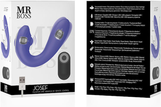 Fun Factory Mr Boss Josef Mini Δονητής για Ζευγάρια με Απομακρυσμένο Έλεγχο Pulsation & Vibration Remote Control For Couples 12cm Purple
