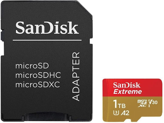 Sandisk Extreme microSDXC 1TB U3 V30 A2 UHS-I 190MB/s с адаптер