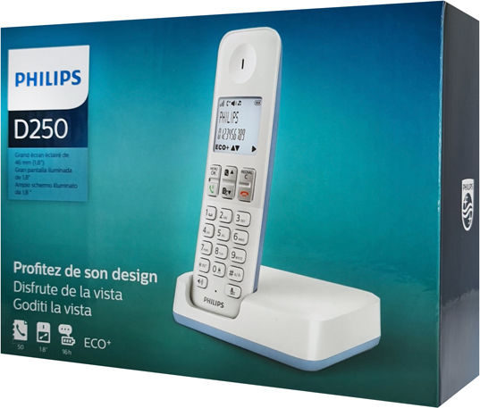 Philips D250 Cordless Phone with Greek Menu White
