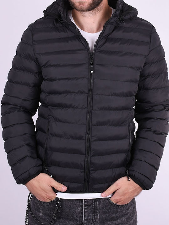 Aufblasbare Jacke monochrom schwarz Schwarz