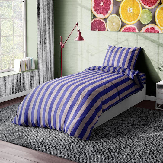 Dimcol Stripes Μαξιλαροθήκη με Φάσα 157 Purple / Grey 50x70εκ.