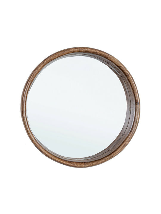 Bizzotto Sherman Wall Mirror with Brown Wooden Frame Diameter 55cm 1pcs