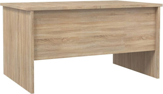 Rechteckiges Zentral Kaffeetisch Holz mit Hebemechanismus Beige M80xB50xH42,5cm