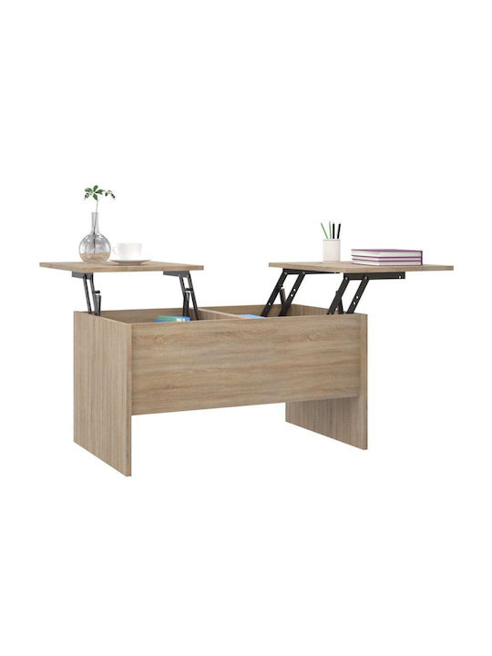 Rectangular Central Wooden Coffee Table with Lifting Mechanism Beige W80xD50xH42.5cm