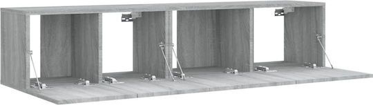Wall-Mounted Living Room Cabinet Made of Particle Board with Lighting Grey 80x30x30cm
